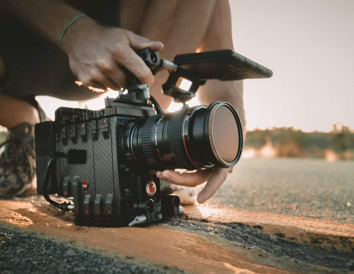 Professional video camera filming setup