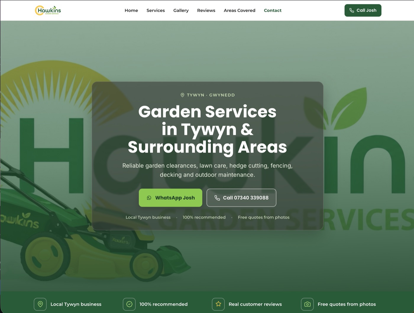 Hawkins Garden Services website preview