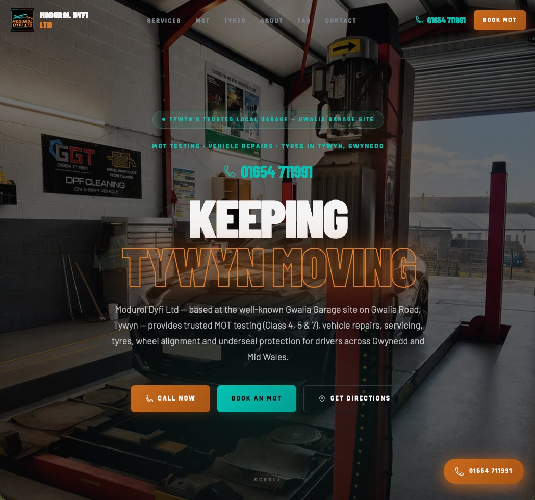 Modurol Dyfi Ltd website preview