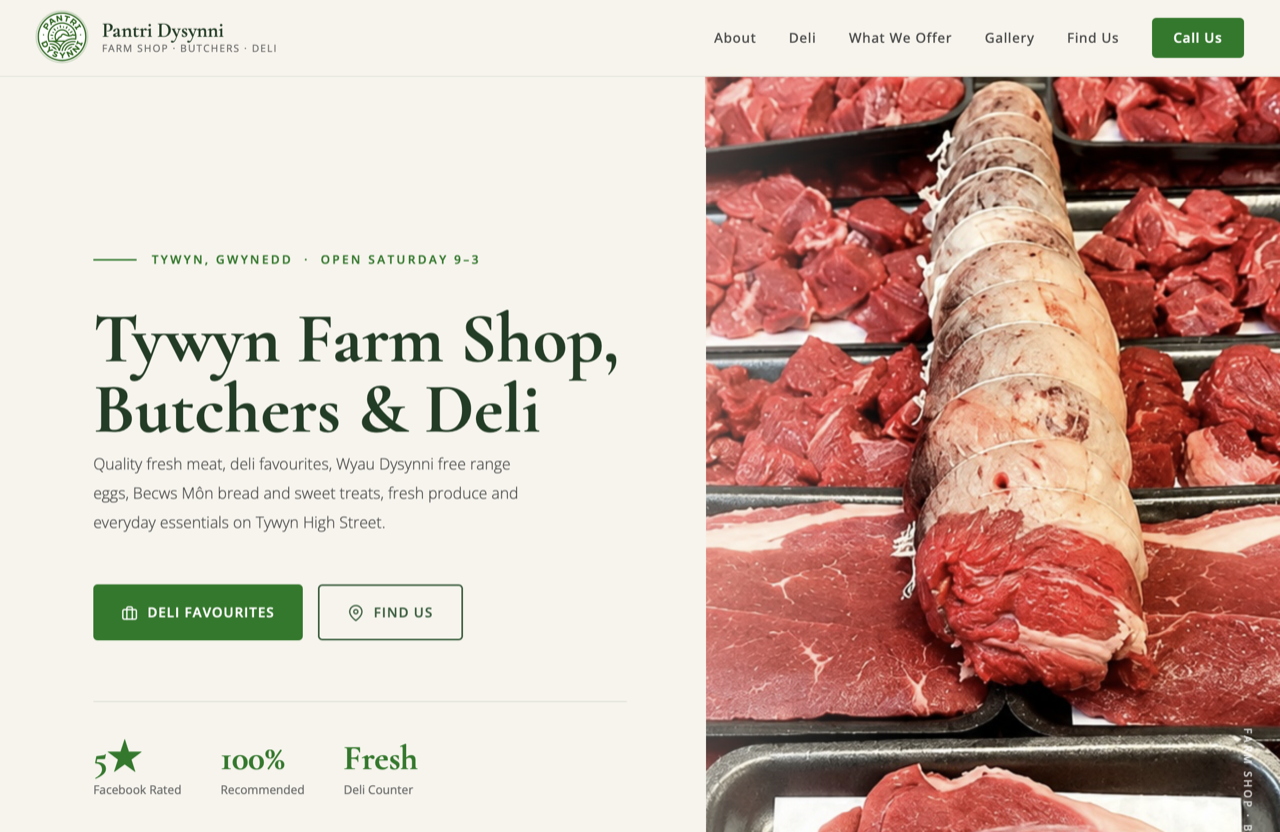 Pantri Dysynni website preview